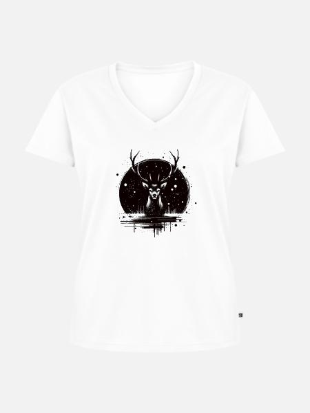 Hirschbock Tinte - Frauen Premium Bio T-Shirt mit V-Ausschnitt - Weiß