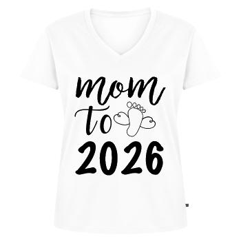 Mom To 2026 Footprint Design - Women's Premium Organic V-neck T-shirt - white - Front - AI Model Female 172 dark (172cm)