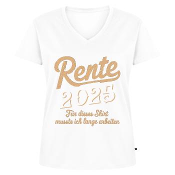 Rente 2025 Für Dieses Shirt Musste Ich Lange - Frauen Premium Bio T-Shirt mit V-Ausschnitt - Weiß - Vorne - AI Model Female 172 dark (172cm)