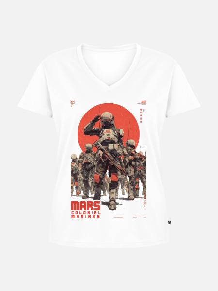 Mars Soldaten Frontlinie - Frauen Premium Bio T-Shirt mit V-Ausschnitt - Weiß