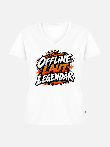 Offline. Laut. Legendär. - Frauen Premium Bio T-Shirt mit V-Ausschnitt - Weiß