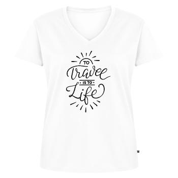 Reisen - Frauen Premium Bio T-Shirt mit V-Ausschnitt - Weiß - Vorne - AI Model Female 172 dark (172cm)