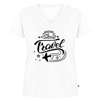Reisen - Frauen Premium Bio T-Shirt mit V-Ausschnitt - Weiß - Vorne - AI Model Female 172 dark (172cm)