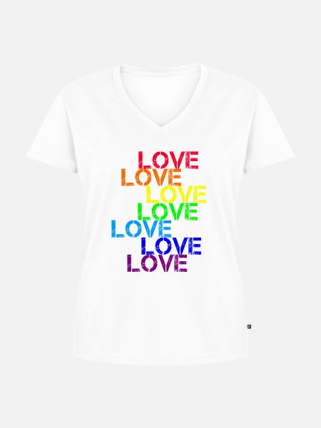 love CSD Regenbogen - Frauen Premium Bio T-Shirt mit V-Ausschnitt - Weiß