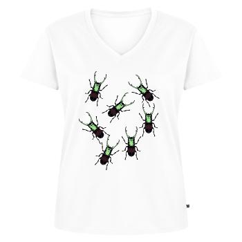 Hertkever met gewei Fobie Insecteninsecten - Vrouwen Premium Bio T-shirt met V-hals - wit - Voor - AI Model Female 172 dark (172cm)