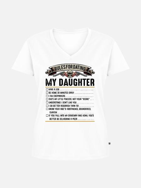 Vater und Tochter - Frauen Premium Bio T-Shirt mit V-Ausschnitt - Weiß