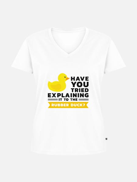 Programmierer Gummiente Debug - Frauen Premium Bio T-Shirt mit V-Ausschnitt - Weiß
