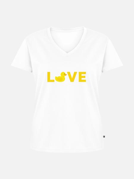 Badeente Gummiente - Frauen Premium Bio T-Shirt mit V-Ausschnitt - Weiß