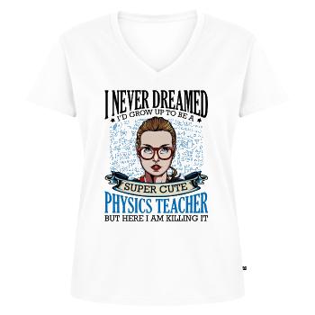 Physiker - Frauen Premium Bio T-Shirt mit V-Ausschnitt - Weiß - Vorne - AI Model Female 172 dark (172cm)