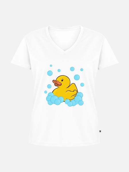 Badeente Gummiente - Frauen Premium Bio T-Shirt mit V-Ausschnitt - Weiß