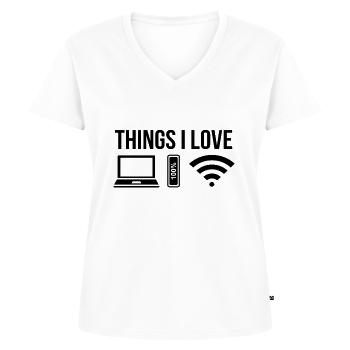 Nerd - Frauen Premium Bio T-Shirt mit V-Ausschnitt - Weiß - Vorne - AI Model Female 172 dark (172cm)
