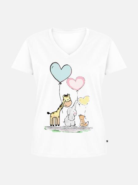 Lustige Tiere - Frauen Premium Bio T-Shirt mit V-Ausschnitt - Weiß