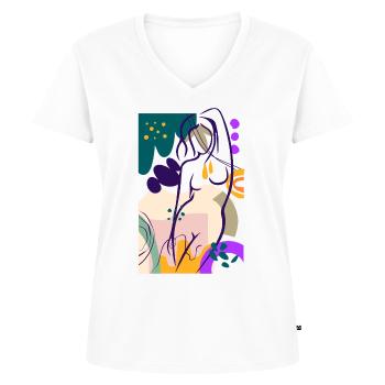 Cadeau nu nudiste nudiste - T-shirt encolure en V Premium bio Femme - blanc - Devant - AI Model Female 172 dark (172cm)