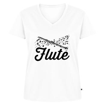 Flötist Musiker | Querflöte Orchester Geschenkidee - Frauen Premium Bio T-Shirt mit V-Ausschnitt - Weiß - Vorne - AI Model Female 172 dark (172cm)