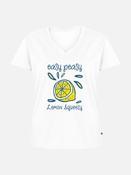 Easy Peasy Lemon Squeezy - Frauen Premium Bio T-Shirt mit V-Ausschnitt - Weiß