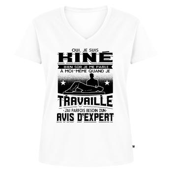 Kinésithérapeute Humour Kinésithérapie Kiné - T-shirt encolure en V Premium bio Femme - blanc - Devant - AI Model Female 172 dark (172cm)