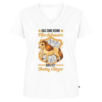 Shetty Glitzer Shetland Pony Shetland-Pony - Frauen Premium Bio T-Shirt mit V-Ausschnitt - Weiß - Vorne - AI Model Female 172 dark (172cm)