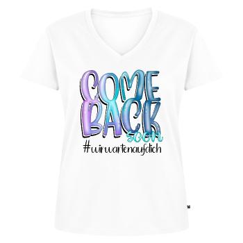 Genesungswünsche Come Back Soon - Frauen Premium Bio T-Shirt mit V-Ausschnitt - Weiß - Vorne - AI Model Female 172 dark (172cm)