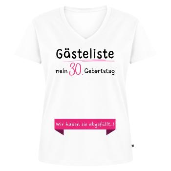 30 Geburtstag Frauen 30er Gästeliste Outfit - Frauen Premium Bio T-Shirt mit V-Ausschnitt - Weiß - Vorne - AI Model Female 172 dark (172cm)