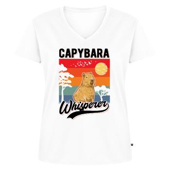 Capybara Flüsterer Capybara Whisperer - Frauen Premium Bio T-Shirt mit V-Ausschnitt - Weiß - Vorne - AI Model Female 172 dark (172cm)