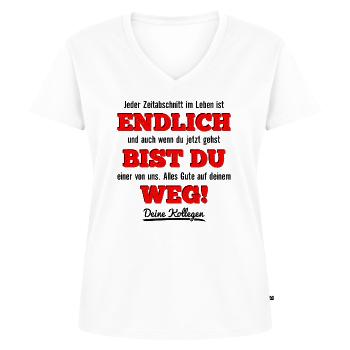 Kollege Abschied Jobwechsel Abschiedsgeschenk - Frauen Premium Bio T-Shirt mit V-Ausschnitt - Weiß - Vorne - AI Model Female 172 dark (172cm)