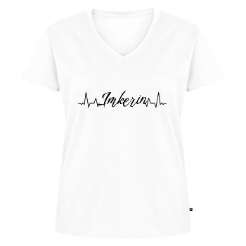 Honig Bienen Imkerei Herzschlag Imkerin - Frauen Premium Bio T-Shirt mit V-Ausschnitt - Weiß - Vorne - AI Model Female 172 dark (172cm)