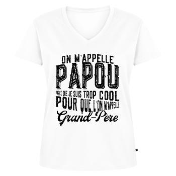 Papou Fete Des Grand Pères Papy - T-shirt encolure en V Premium bio Femme - blanc - Devant - AI Model Female 172 dark (172cm)