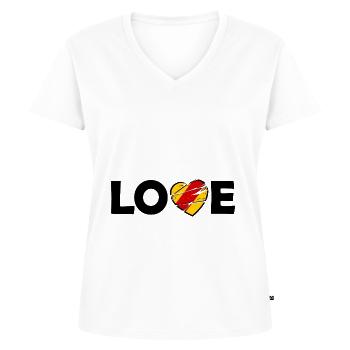 Badnerland Liebe - Frauen Premium Bio T-Shirt mit V-Ausschnitt - Weiß - Vorne - AI Model Female 172 dark (172cm)
