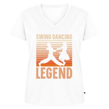 Danseurs de Lindy Hop Danse Swing Danse Swing Couple - T-shirt encolure en V Premium bio Femme - blanc - Devant - AI Model Female 172 dark (172cm)