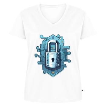 Cybersecurity Art Hacking Lover Computer Nerd - Women's Premium Organic V-neck T-shirt - white - Front - AI Model Female 172 dark (172cm)
