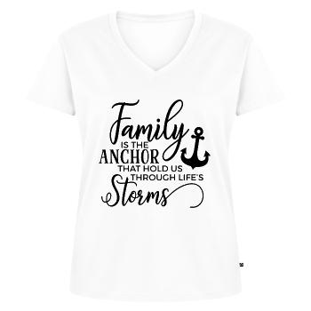 Family is the anchor Geschenk Familie Oma Opa Mama - Frauen Premium Bio T-Shirt mit V-Ausschnitt - Weiß - Vorne - AI Model Female 172 dark (172cm)