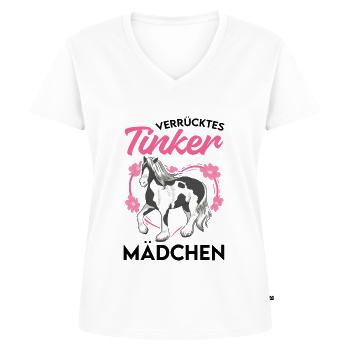 Verrücktes Tinker Mädchen Irish Tinker - Frauen Premium Bio T-Shirt mit V-Ausschnitt - Weiß - Vorne - AI Model Female 172 dark (172cm)