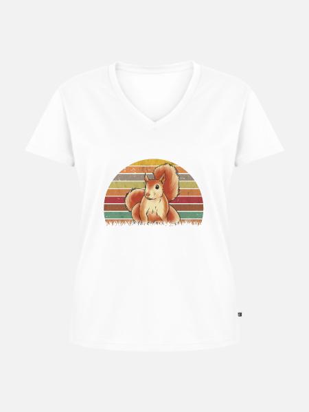 Eichhörnchen Retro Squirrel - Frauen Premium Bio T-Shirt mit V-Ausschnitt -