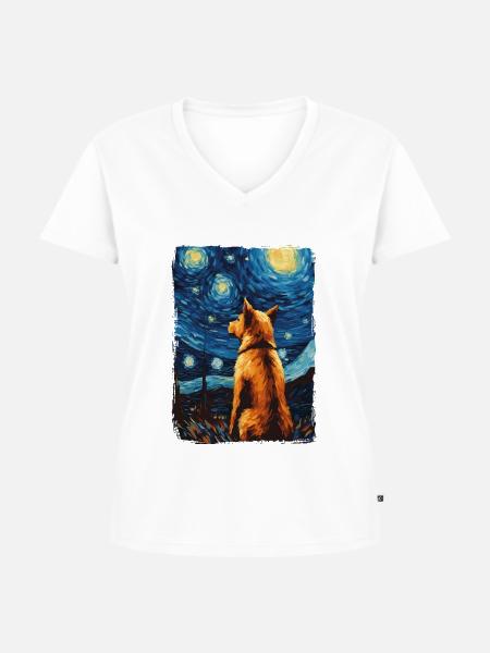 Schäferhund Starry Night - Frauen Premium Bio T-Shirt mit V-Ausschnitt -