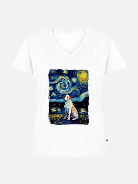 Pitbull Starry Night - Frauen Premium Bio T-Shirt mit V-Ausschnitt -