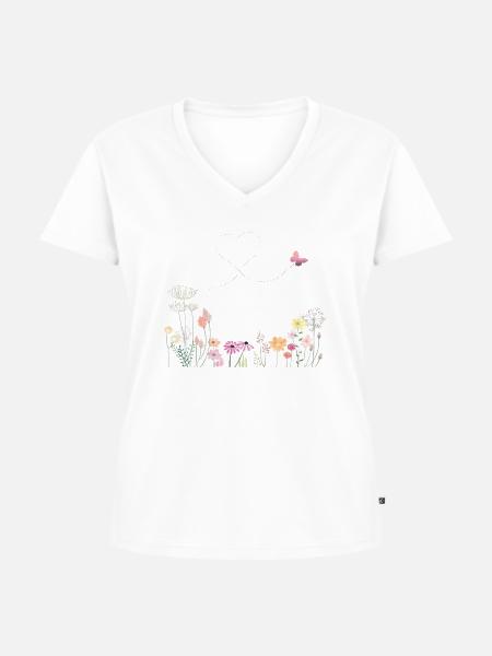 Blumenwiese - Frauen Premium Bio T-Shirt mit V-Ausschnitt - Weiß