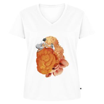 CRESTING BLOOM - Frauen Premium Bio T-Shirt mit V-Ausschnitt - Weiß - Vorne - AI Model Female 172 dark (172cm)