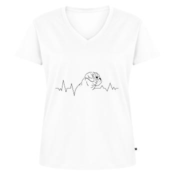 Race de chien Carlin-Carlin Chien amoureux du cœur battement de cœur - T-shirt encolure en V Premium bio Femme - blanc - Devant - AI Model Female 172 dark (172cm)