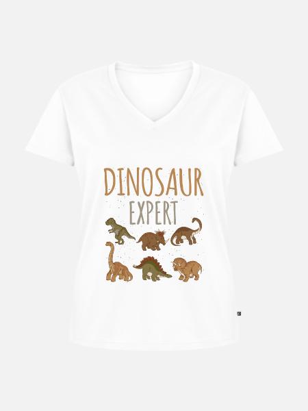 Dinosaurier-experte Dino Prähistorischer - Frauen Premium Bio T-Shirt mit V-Ausschnitt -