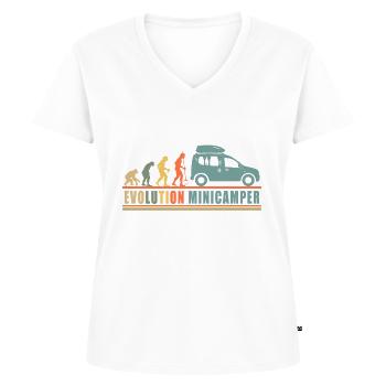 Evolution Minicamper Camping-Camping-Camping - T-shirt encolure en V Premium bio Femme - blanc - Devant - AI Model Female 172 dark (172cm)