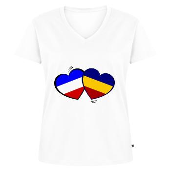 France Romania Love - Women's Premium Organic V-neck T-shirt - white - Front - AI Model Female 172 dark (172cm)