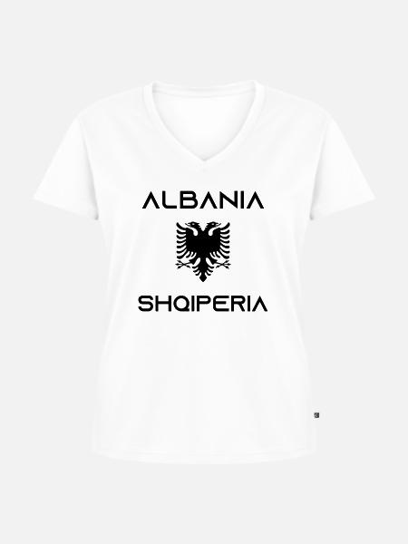 Albanien - Frauen Premium Bio T-Shirt mit V-Ausschnitt - Weiß