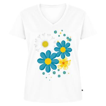 Blumen - Frauen Premium Bio T-Shirt mit V-Ausschnitt - Weiß - Vorne - AI Model Female 172 dark (172cm)