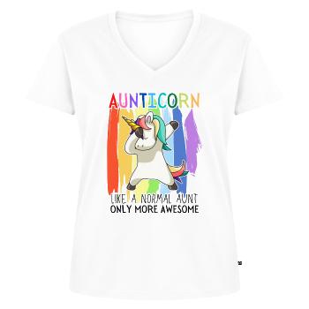 Aunticorn Dabbendes Einhorn Dabbing Unicorn Tante - Frauen Premium Bio T-Shirt mit V-Ausschnitt - Weiß - Vorne - AI Model Female 172 dark (172cm)