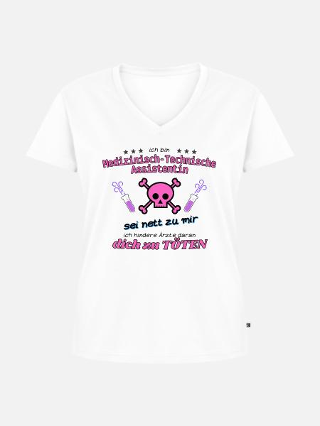 MTA sei nett zu mir - Frauen Premium Bio T-Shirt mit V-Ausschnitt - Weiß