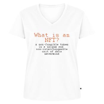 Nft Definition Nicht Fungible Token Crypto Art Nft - Frauen Premium Bio T-Shirt mit V-Ausschnitt - Weiß - Vorne - AI Model Female 172 dark (172cm)