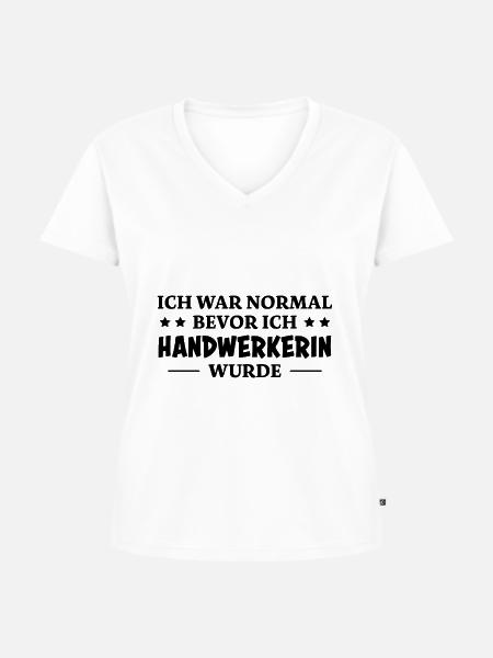 Handwerkerin Spruch Lustiges Handwerkerin Geschenk - Frauen Premium Bio T-Shirt mit V-Ausschnitt - Weiß