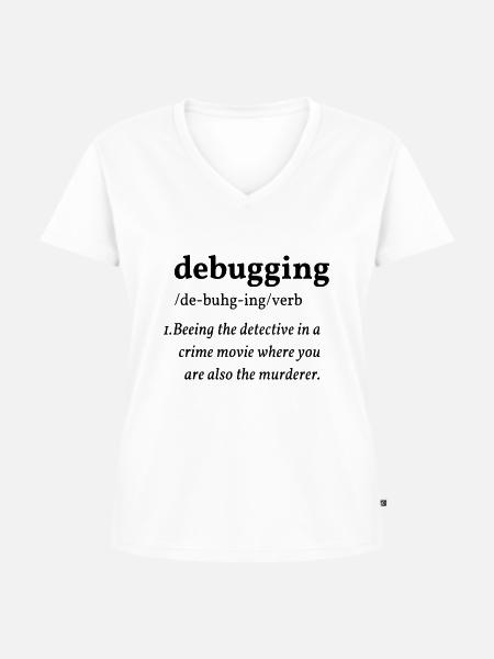 debugging - Frauen Premium Bio T-Shirt mit V-Ausschnitt - Weiß