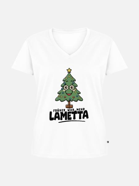 Früher war mehr Lametta - Frauen Premium Bio T-Shirt mit V-Ausschnitt - Weiß