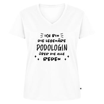 Podologin Lustige Spruch Fuß Podologin Geschenk - Frauen Premium Bio T-Shirt mit V-Ausschnitt - Weiß - Vorne - AI Model Female 172 dark (172cm)